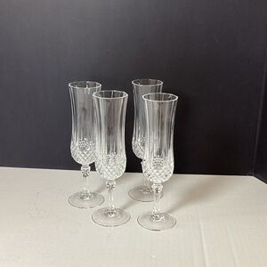 Elegant Cristal de’Arques Champagne 24% Lead Flutes - Set of 4